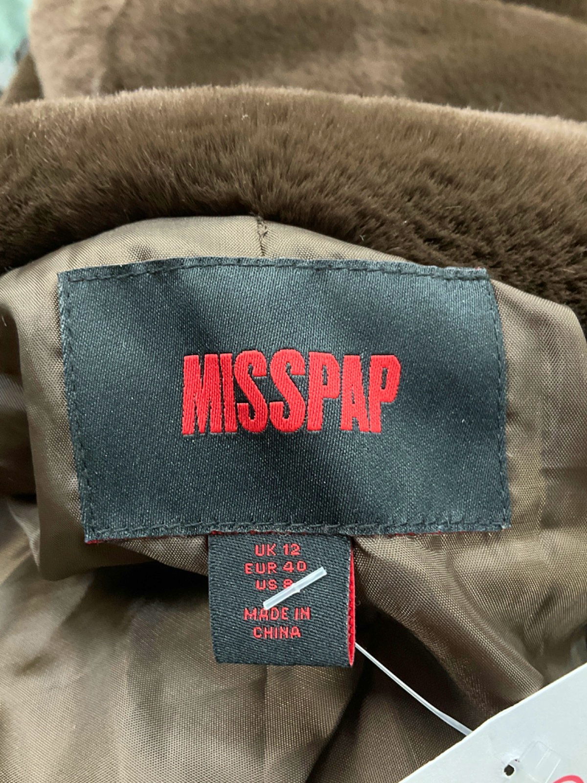 Misspap Brown Faux Fur Coat UK 12