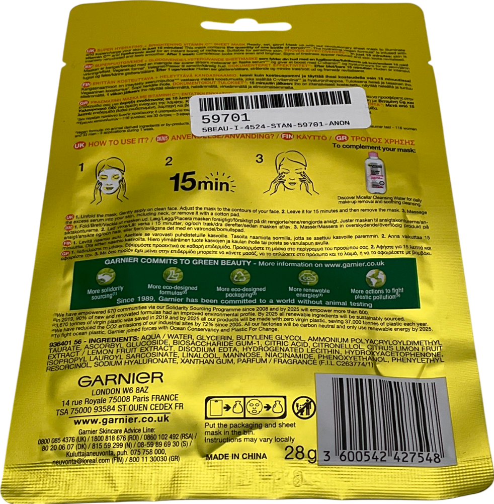 Garnier Vitamin C Sheet Mask 28g