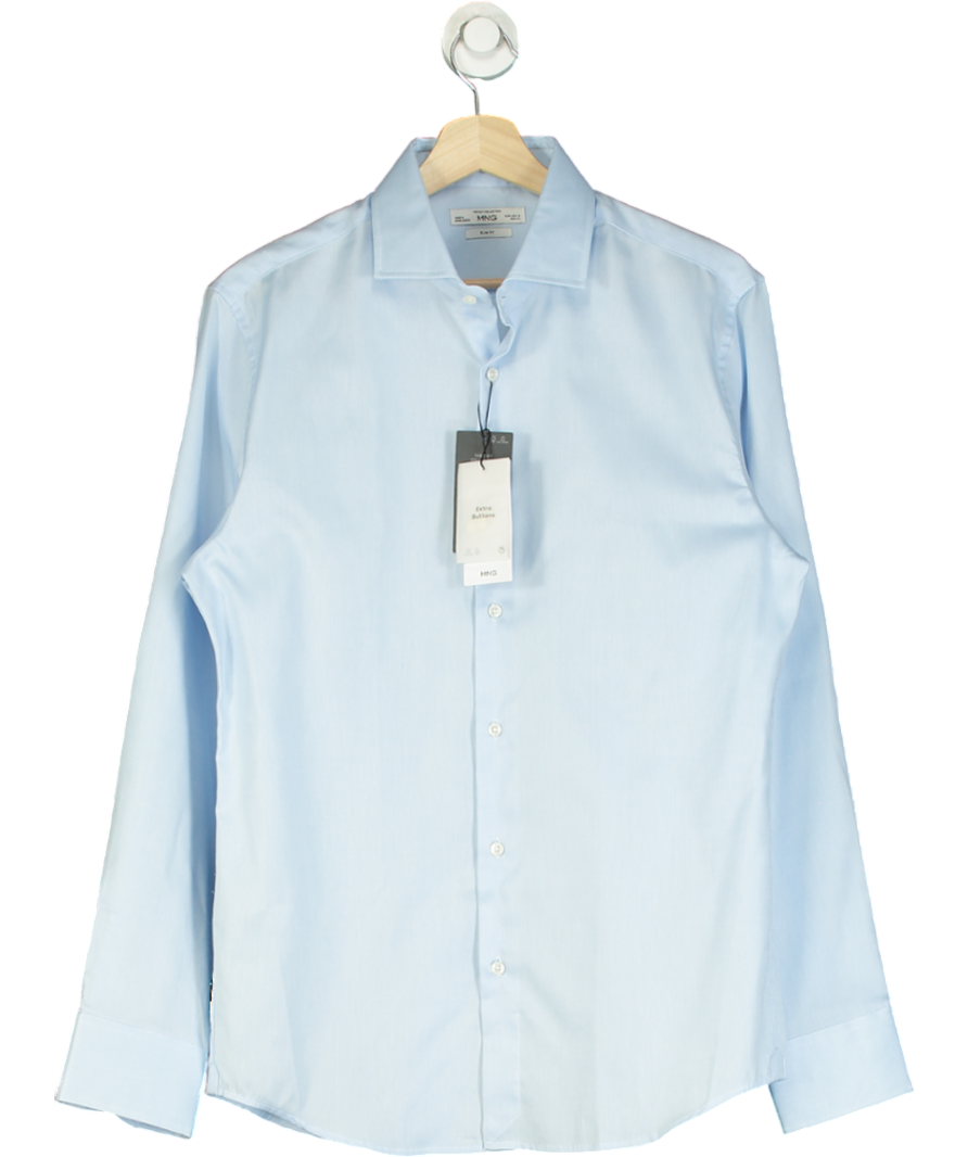 MANGO Blue 100% Cotton Slim Fit Shirt UK S
