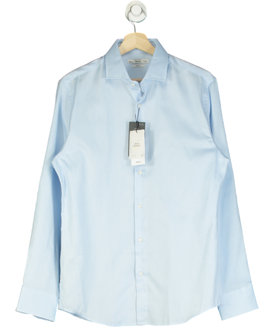 MANGO Blue 100% Cotton Slim Fit Shirt UK S