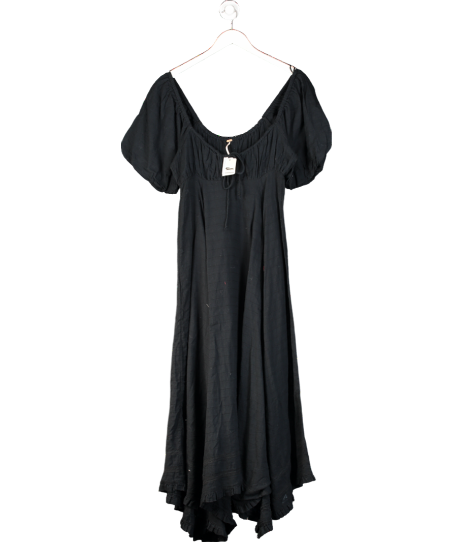 Free People Black On My Level Cotton Maxi Dress UK S
