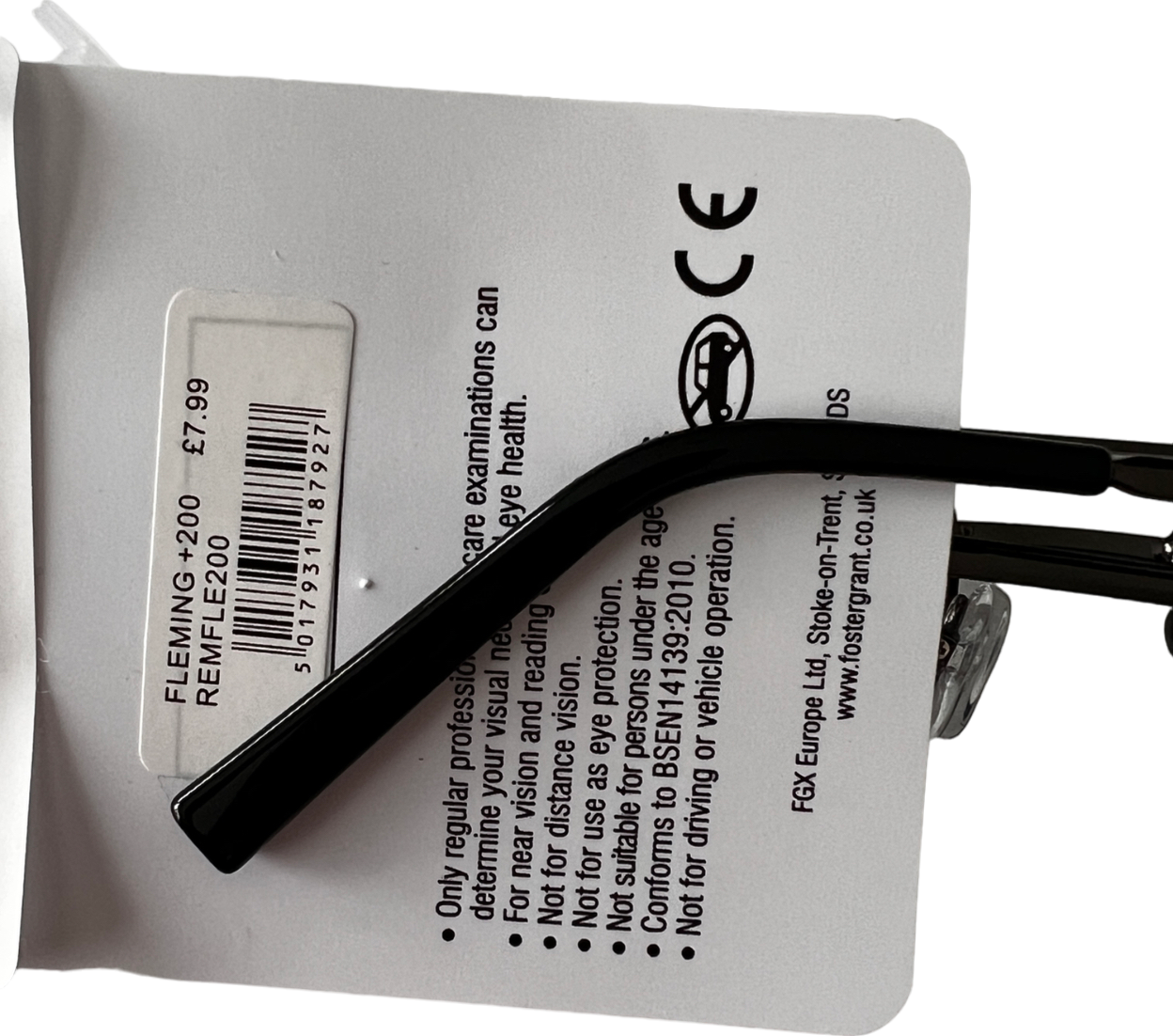 essentials Fleming Lenses Reading Glasses Black +2