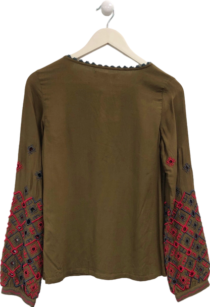 Christophe Sauvat Brown Embroidered Blouse XS