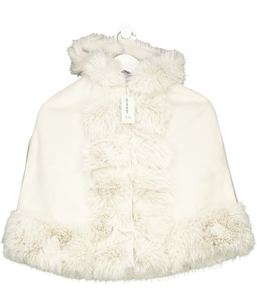 River Island Grey Faux Fur Trim Cape 8 Years