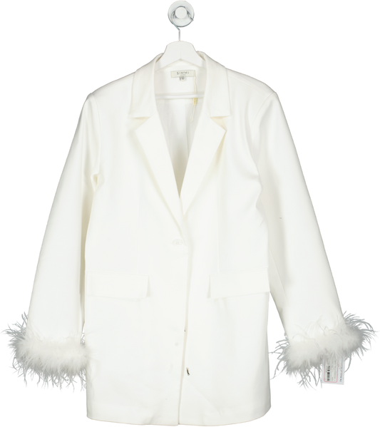 Simmi London White First Dance Fluffy Oversized Blazer Dress UK 10