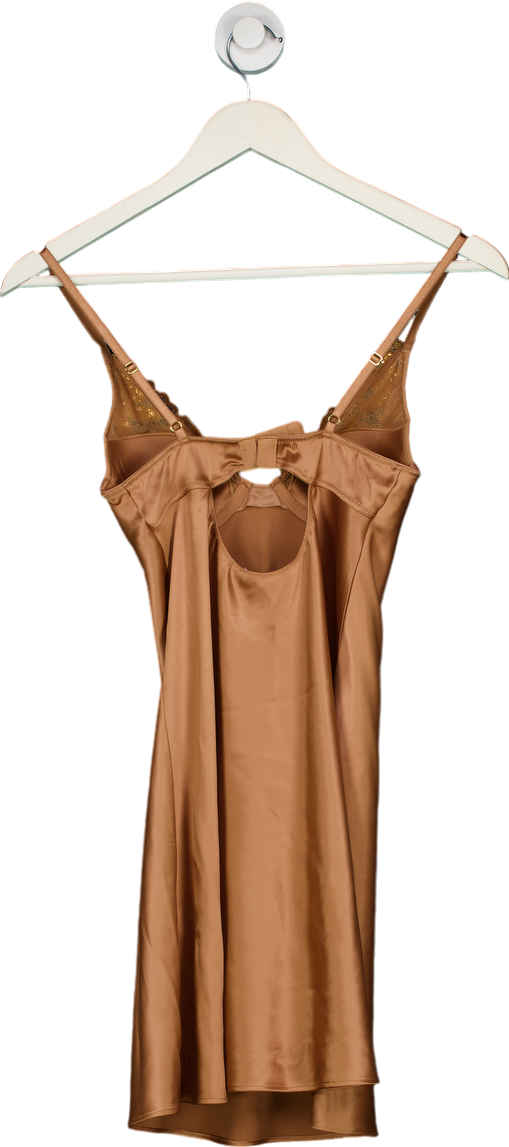 Victoria's Secret Brown Sequin Lace Trim Chemise Dress UK XS