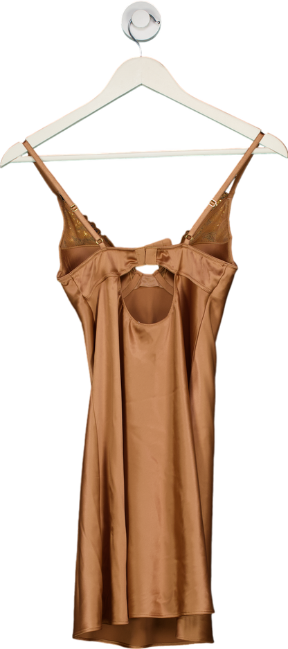 Victoria's Secret Brown Sequin Lace Trim Chemise Dress UK XS