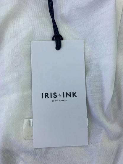 Iris & Ink White Organic Cotton Button-Back Top Size UK 10
