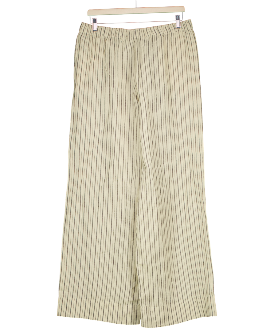 Arket Pale Yellow Striped Linen Trousers UK M