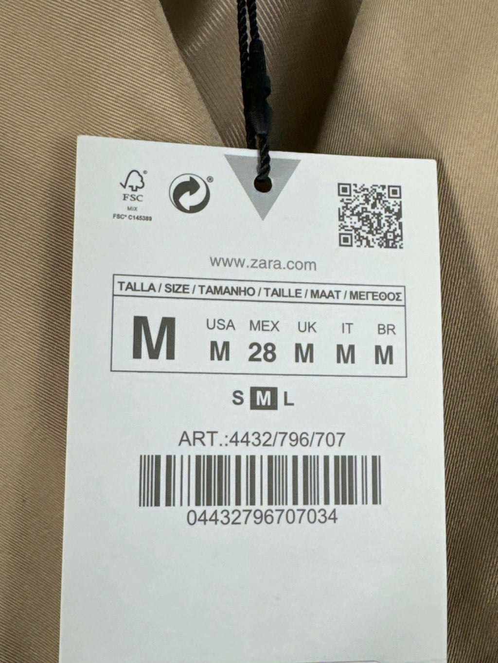 ZARA Beige Cropped Trench Coat UK M