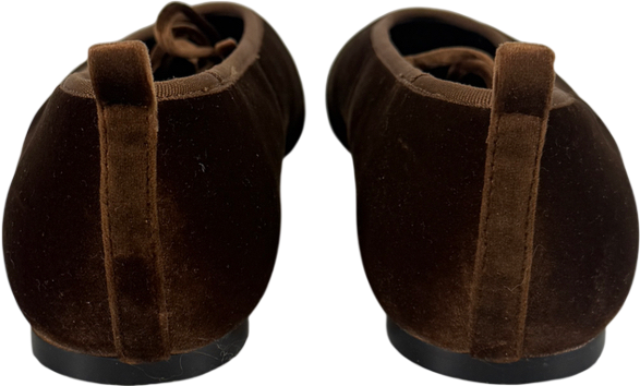 Next Brown Mary Jane Casual Velvet Flat Shoes UK 5.5 EU 38.5 👠
