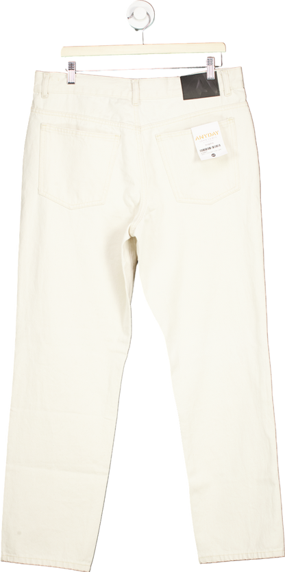 John Lewis & Partners Anyday Cream Straight Fit Trousers W 36/L 32