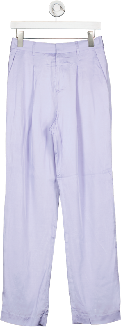 L'academie Purple Satin Wide Leg Trousers UK S