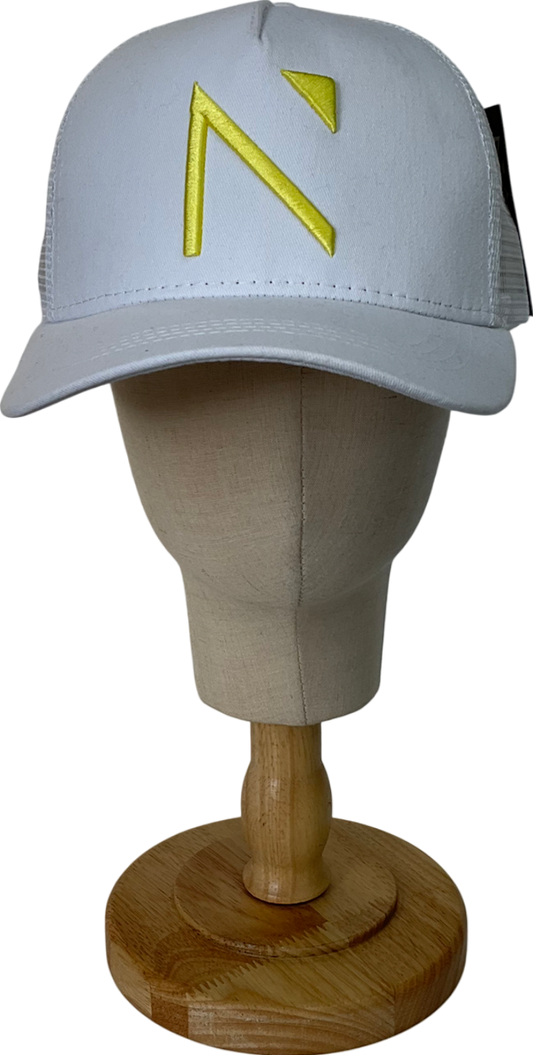 nativeattire The White And Yellow Signature 'n' Mesh Trucker Cap One Size