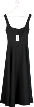 ODDMUSE Square Neck Midi Dress   Black UK XS