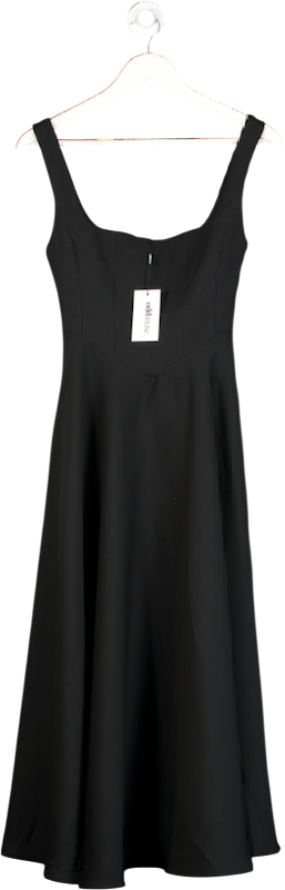 ODDMUSE Square Neck Midi Dress   Black UK XS