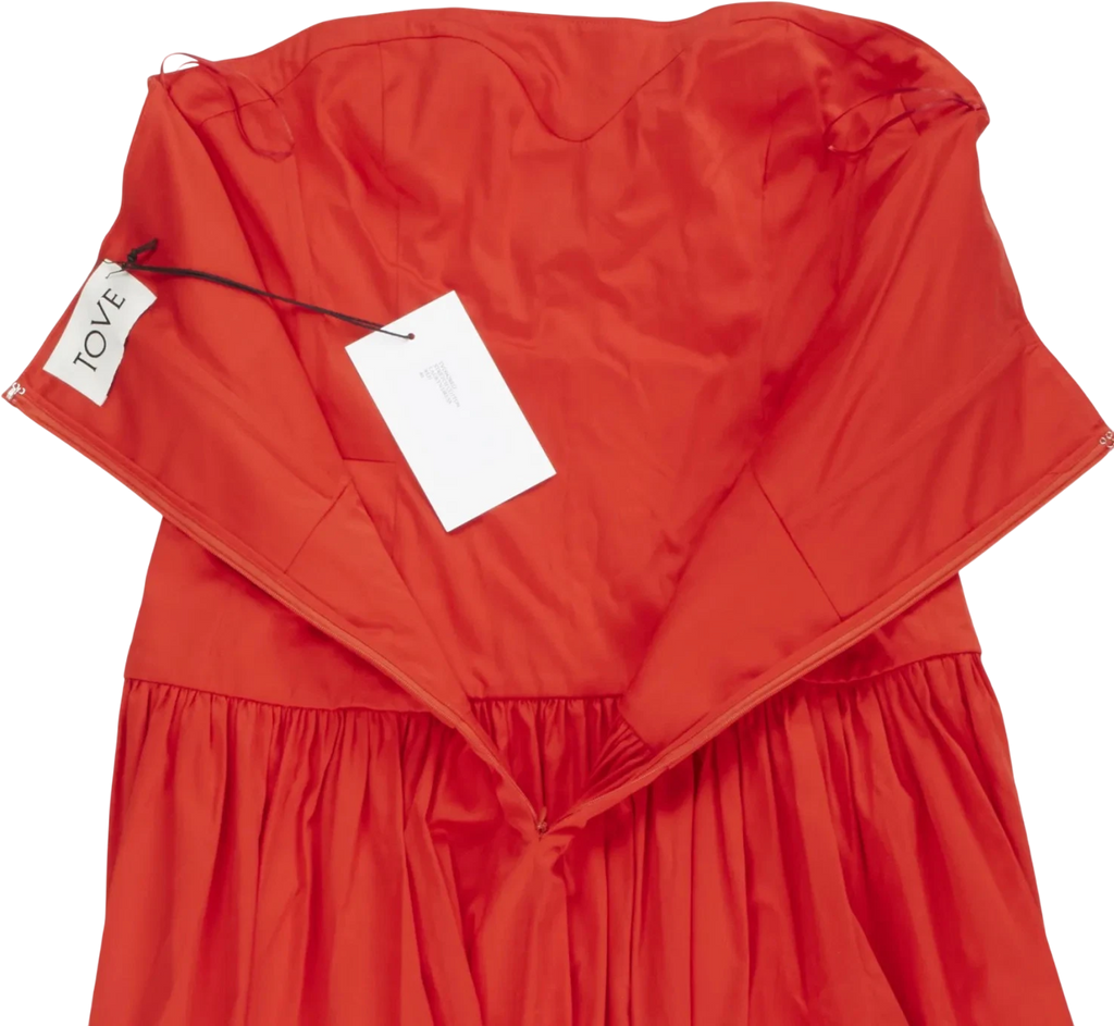 TOVE Red Gathered Stretch Midi Dress Fr40 UK 12