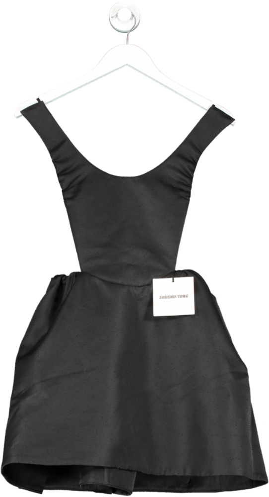 SHUSHU/TONG Black Backless Flared Mini Dress UK 6