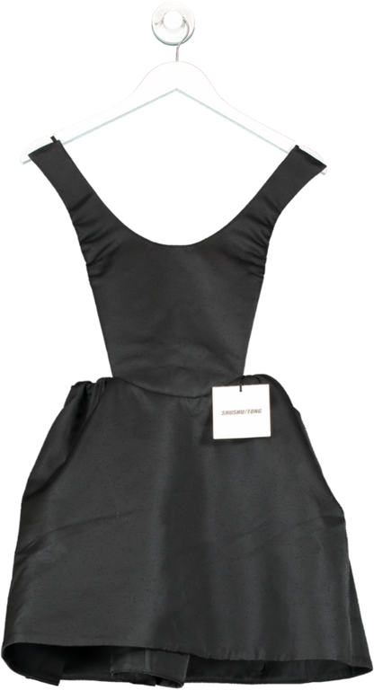 SHUSHU/TONG Black Backless Flared Mini Dress UK 6