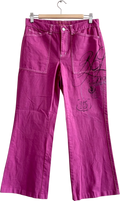 Ralph Lauren Purple Printed Logo Crop Flare Jeans Us4 UK 8