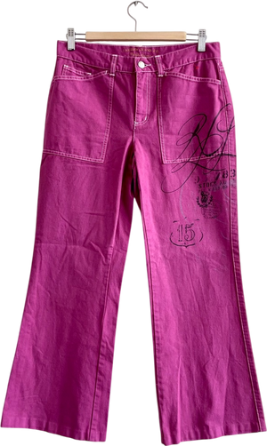Ralph Lauren Purple Printed Logo Crop Flare Jeans Us4 UK 8