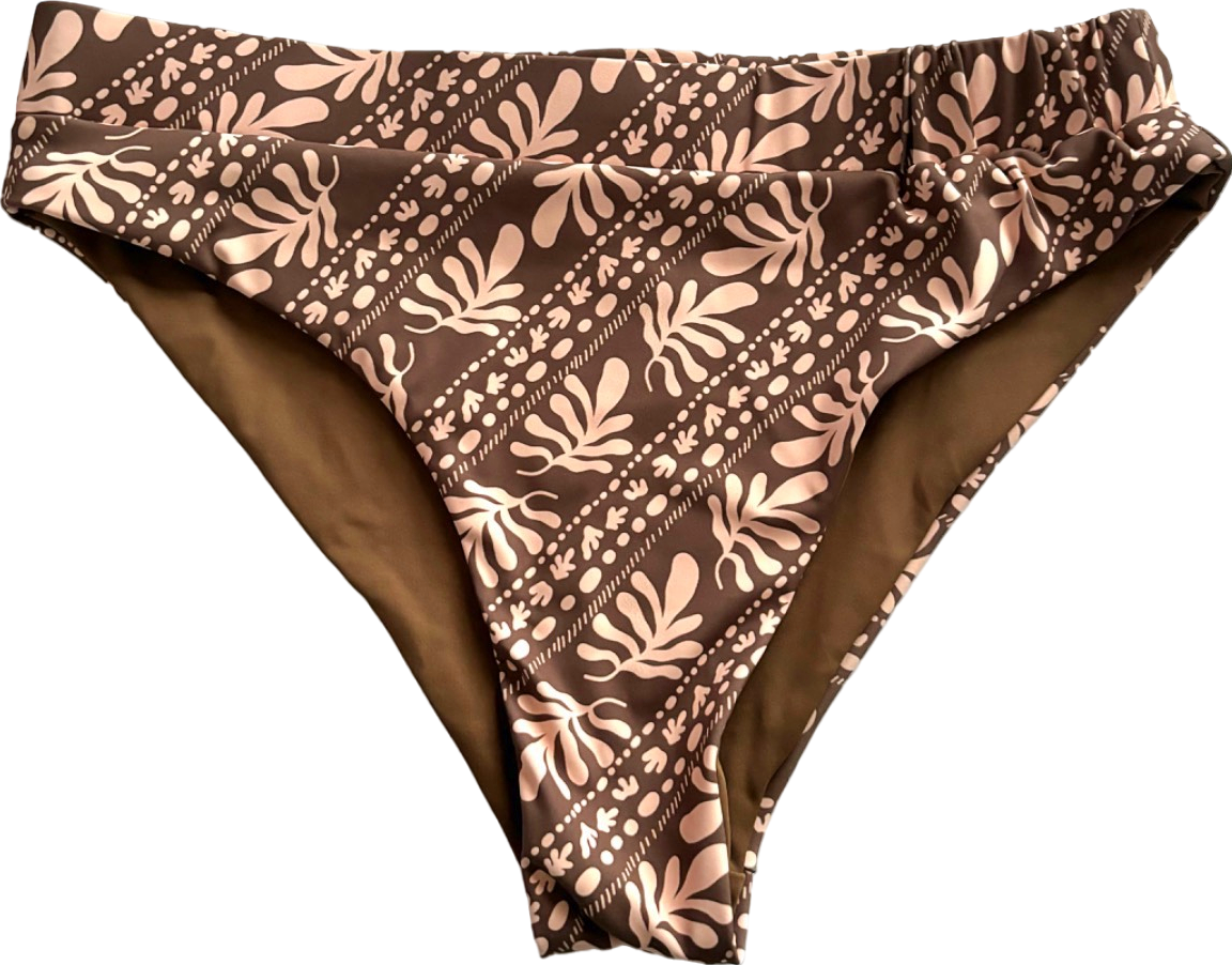 Charlie Holiday Brown and Pink Floral Bikini Bottoms UK 14