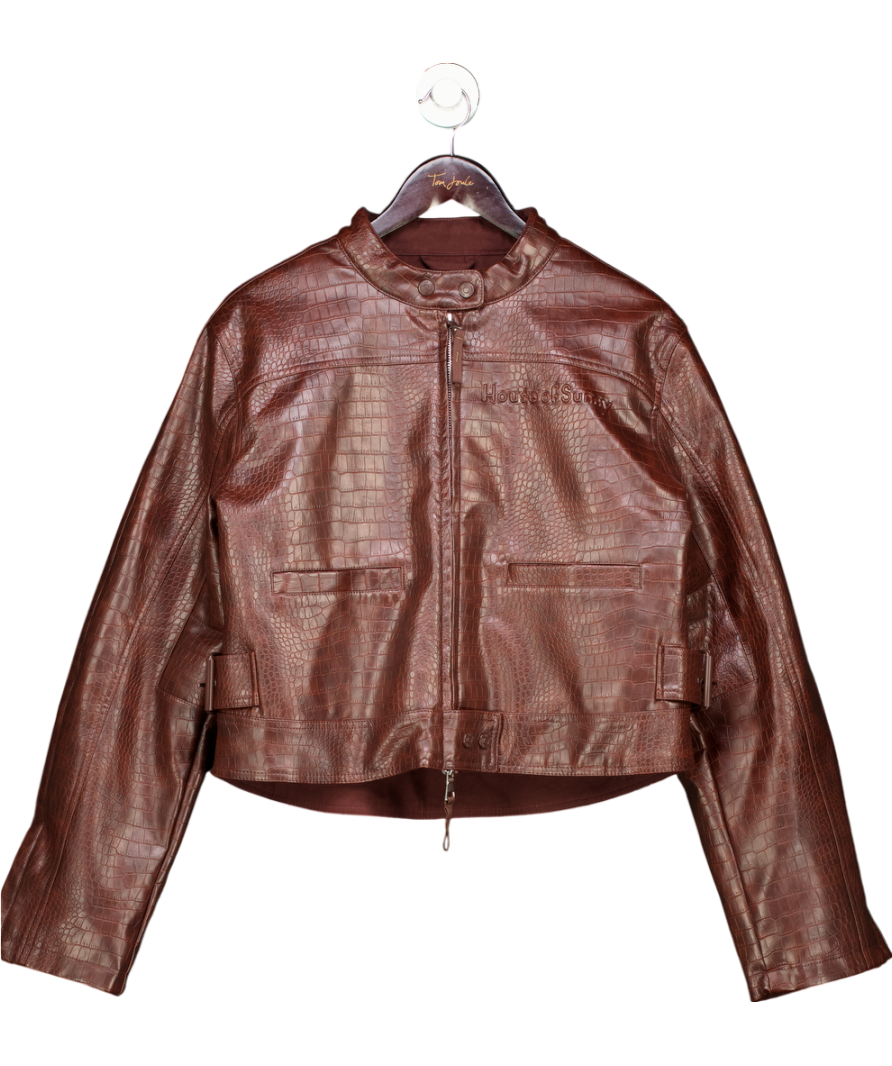 HOUSE OF SUNNY Brown Take A Trip Mini Racer Jacket UK 10