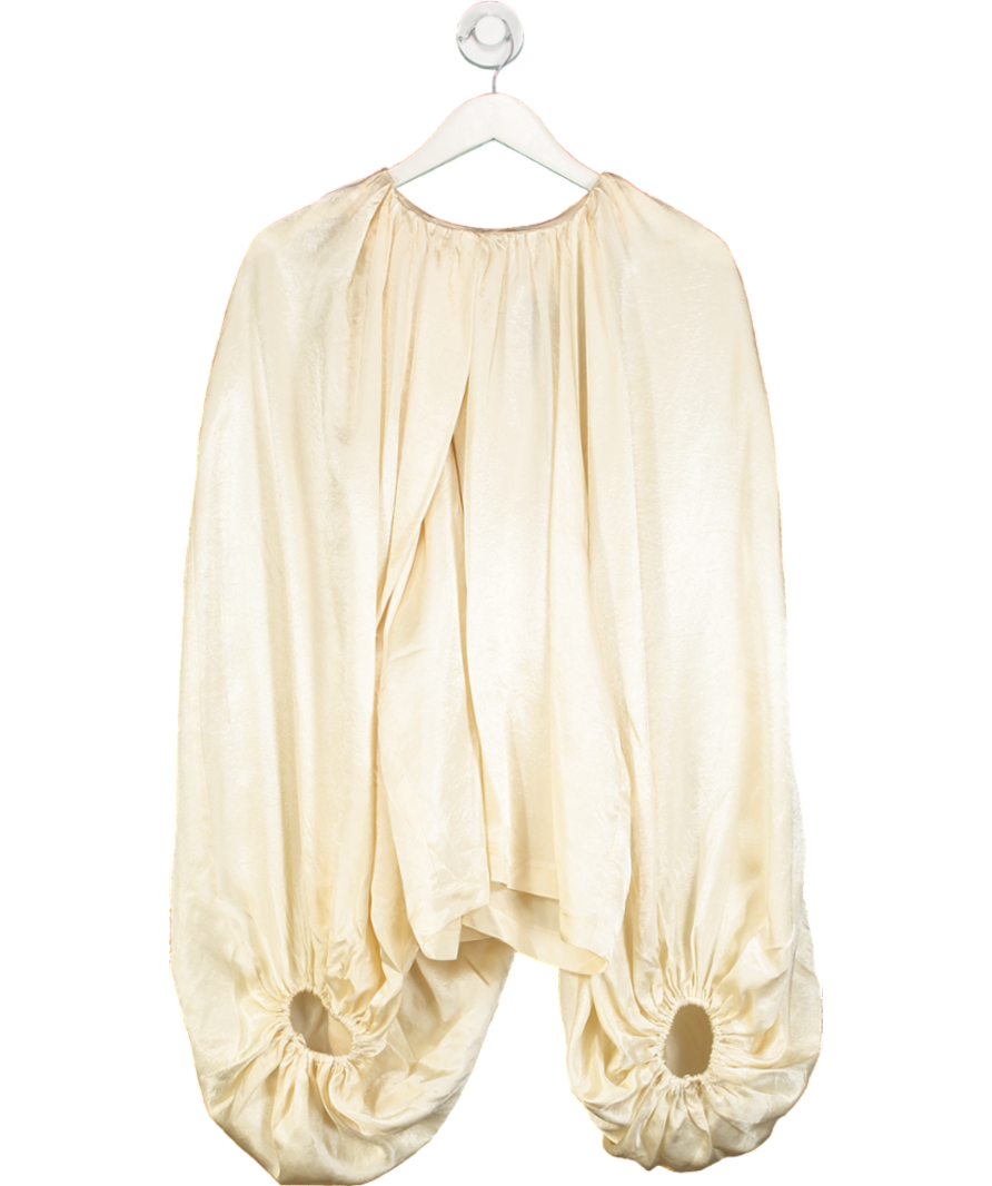 H&M Cream Voluminous Balloon Sleeve Blouse UK L