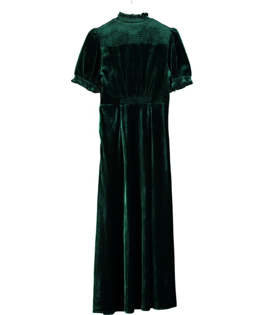 Cefinn Irina Bias Cut Velvet Maxi Dress - Green UK 8