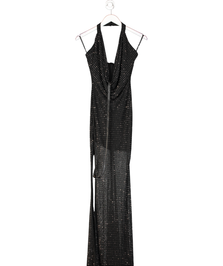 Club L Black Diaz Embellished Cowl Neck Maxi Dress UK 8