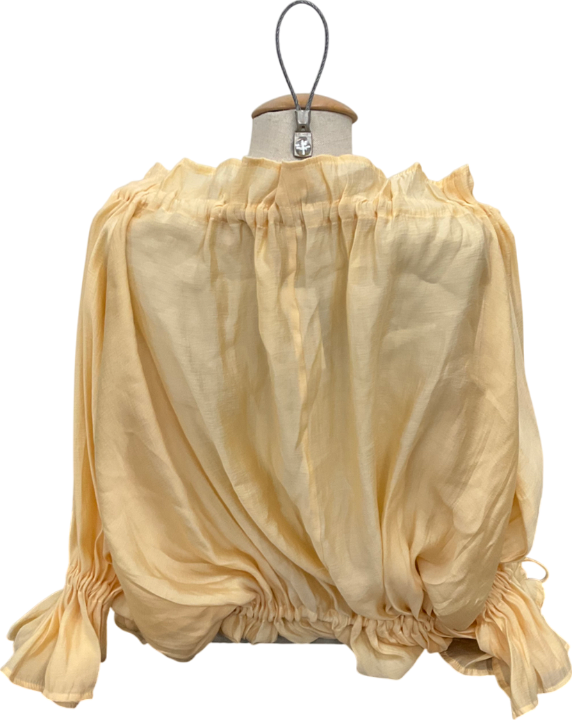 Yellow Gathered Waist Blouse UK S