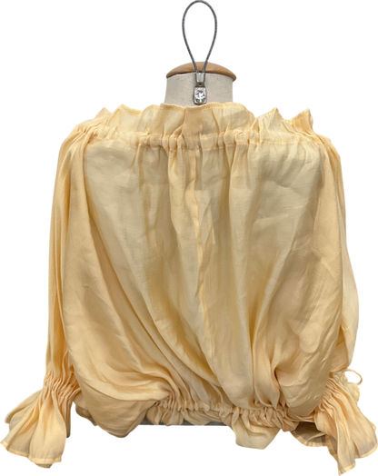 Yellow Gathered Waist Blouse UK S