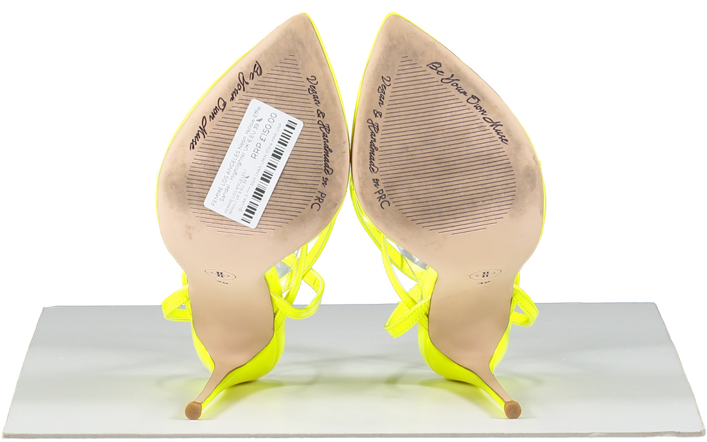 FEMME LOS ANGELES Neon Yellow Effie Sandal - Highlighter UK 6 EU 39 👠