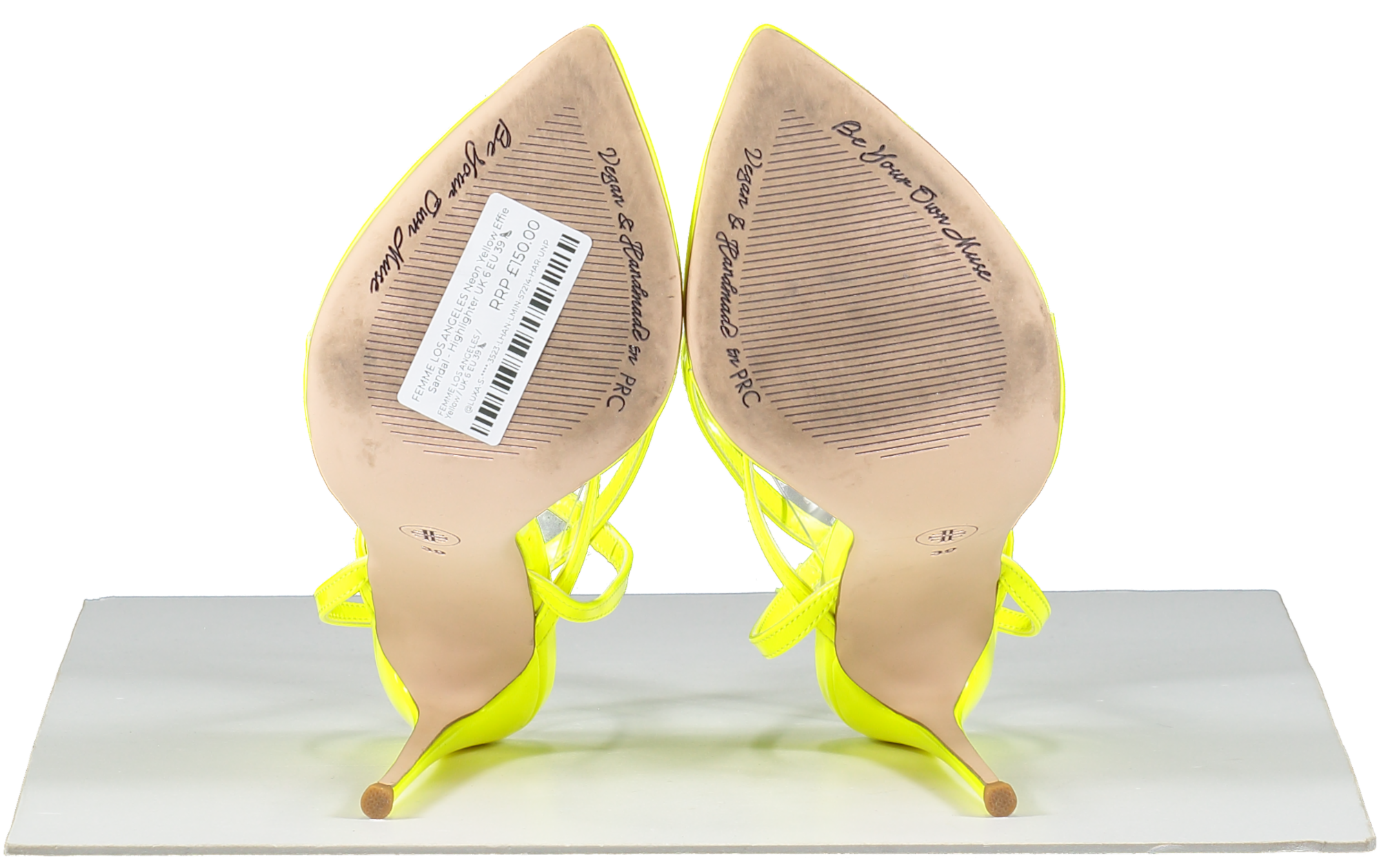 FEMME LOS ANGELES Neon Yellow Effie Sandal - Highlighter UK 6 EU 39 👠