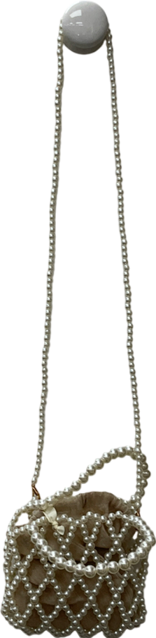 Beige Mini Faux Fur Pearl Cross Body Bag