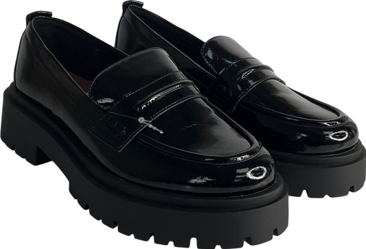 Next Black Patent Forever Comfort® Chunky Loafers UK 4 EU 37 👠