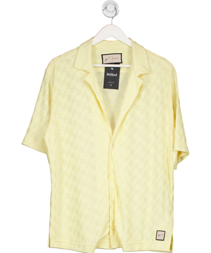 Prevu Yellow Dune Geometric-pattern Boxy-fit Stretch-jersey Shirt UK S