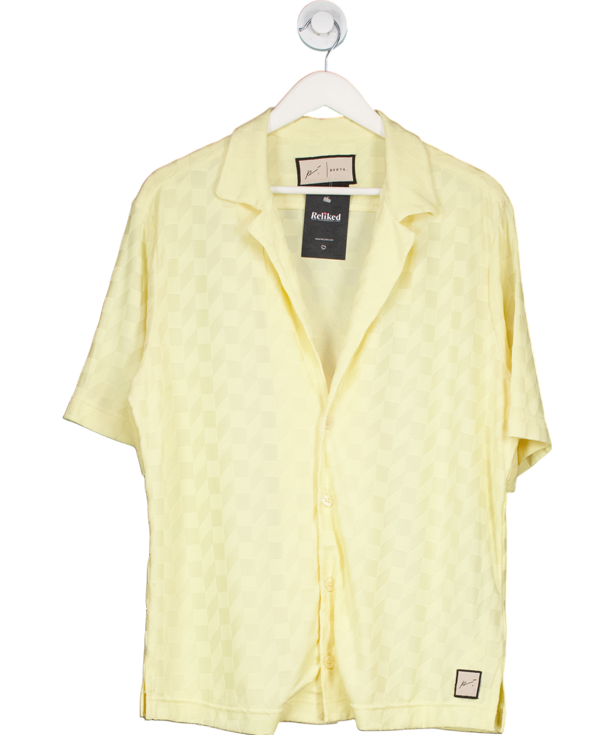 Prevu Yellow Dune Geometric-pattern Boxy-fit Stretch-jersey Shirt UK S