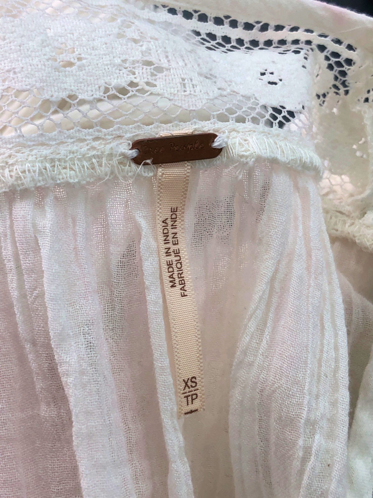 Free People Cream Lace Tunic Top UK XS