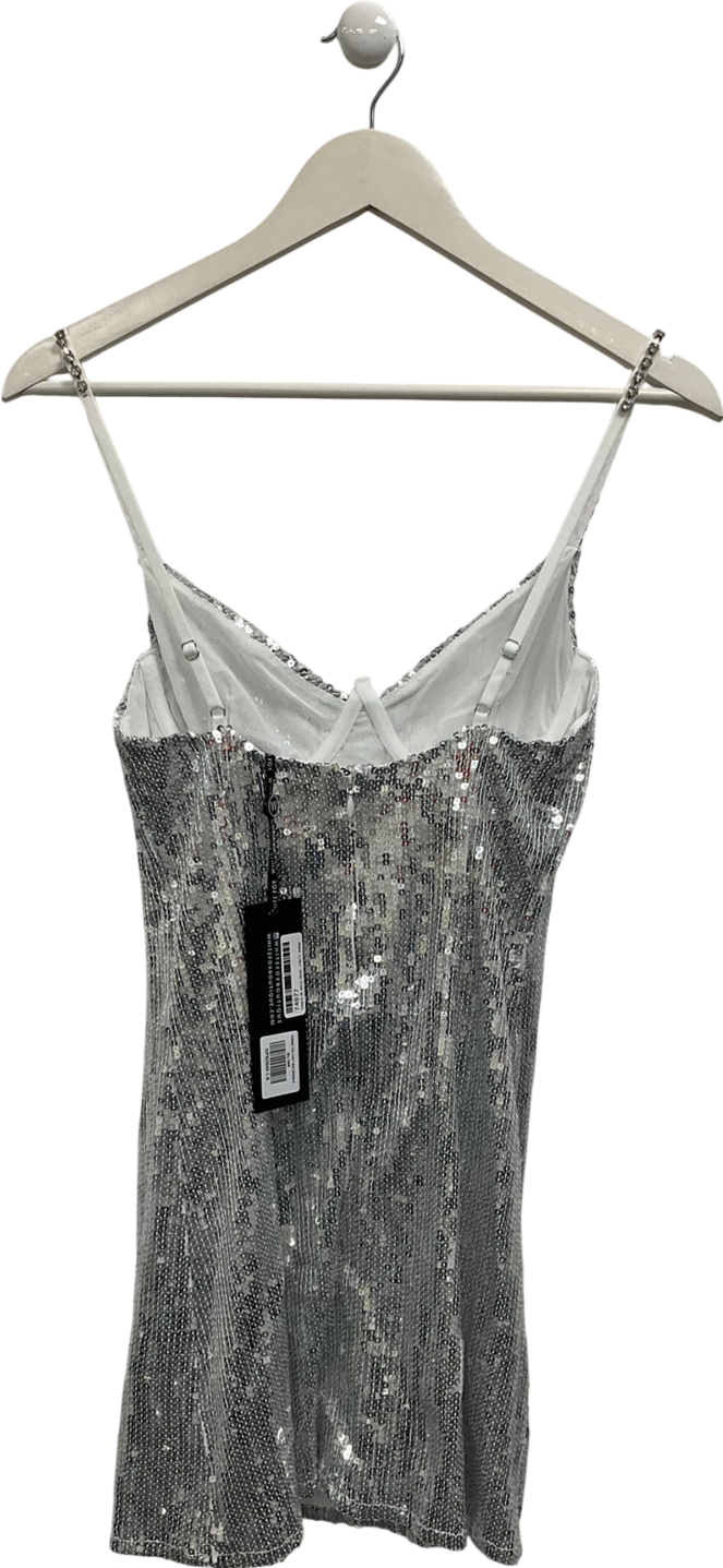 White Fox Metallic Gimmie The Light Mini Dress UK S