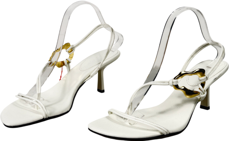 Topshop White Nova Strappy Mid Heeled Sandal With Hardware UK 8 EU 41