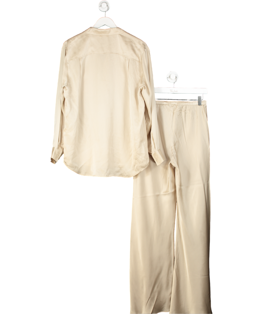 Silk Laundry Beige Boyfriend Shirt And Bias Cut Trousers UK S/M
