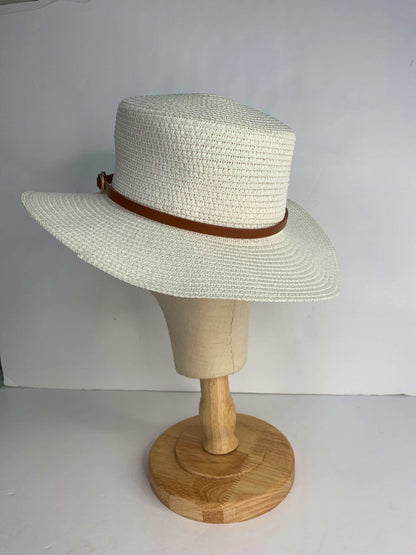 White Straw Hat One Size