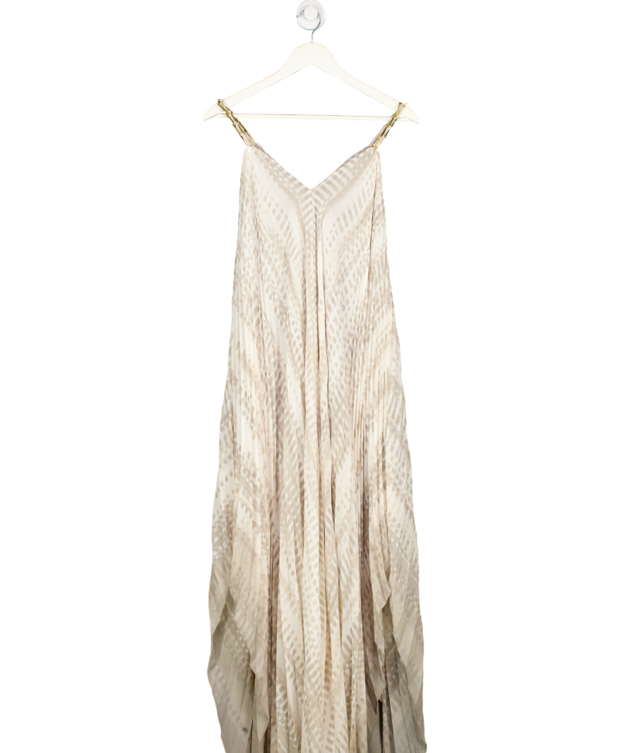 Halston Heritage Cream pleated chain detail dress UK XS