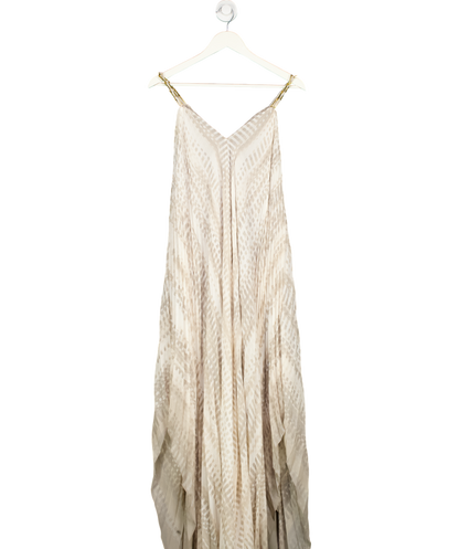 Halston Heritage Cream pleated chain detail dress UK XS