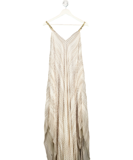 Halston Heritage Cream pleated chain detail dress UK XS