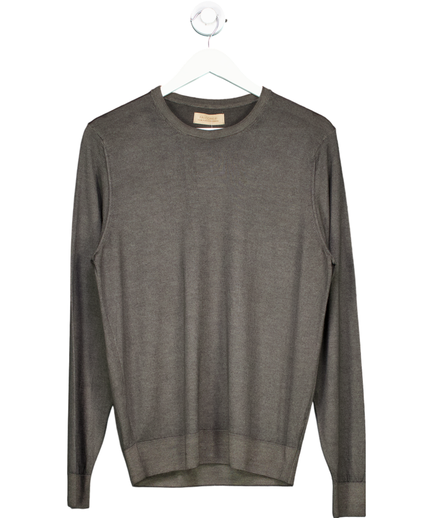 Faconeri Green Round-neck Ultrafine Cashmere Jumper UK M