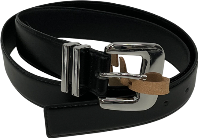 MANGO Black Metal Buckle Belt UK M