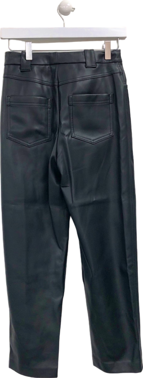 M&S Black Faux Leather Trousers Regular UK 8