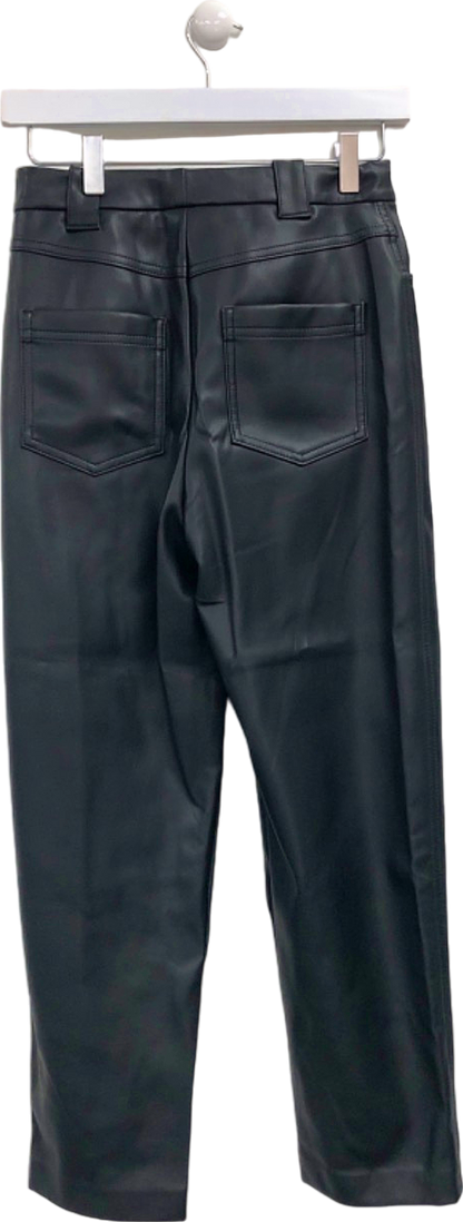 M&S Black Faux Leather Trousers Regular UK 8